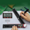 A hand holds a digital angle ruler displaying 060.0 degrees, demonstrating its measurement capability.