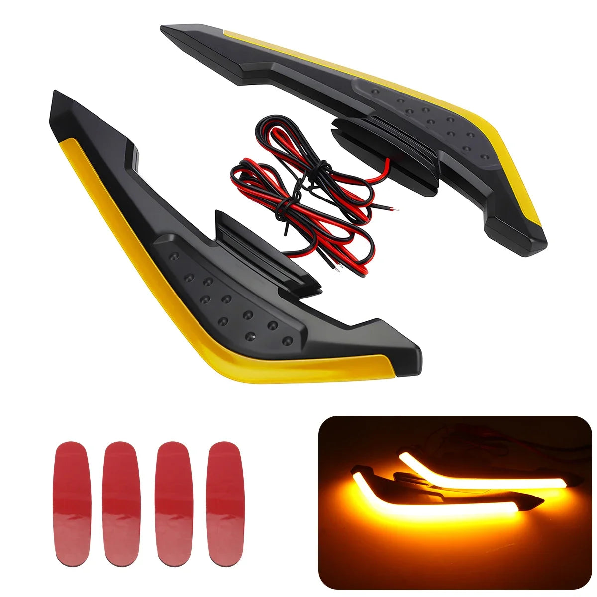Motorcycle Front Side Spoiler Winglets with LED Light