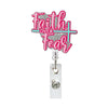 Glitter Retractable Badge Reel with Inspirational Quote