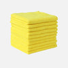 A stack of bright yellow thickened microfiber cleaning towels.