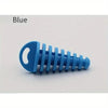 Blue rubber exhaust wash plug with a keychain tag for motorcycles and dirt bikes