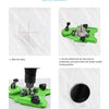 A four-step guide showing how to use a precision diamond hole saw kit with suction cup guide for marking, positioning, and ti