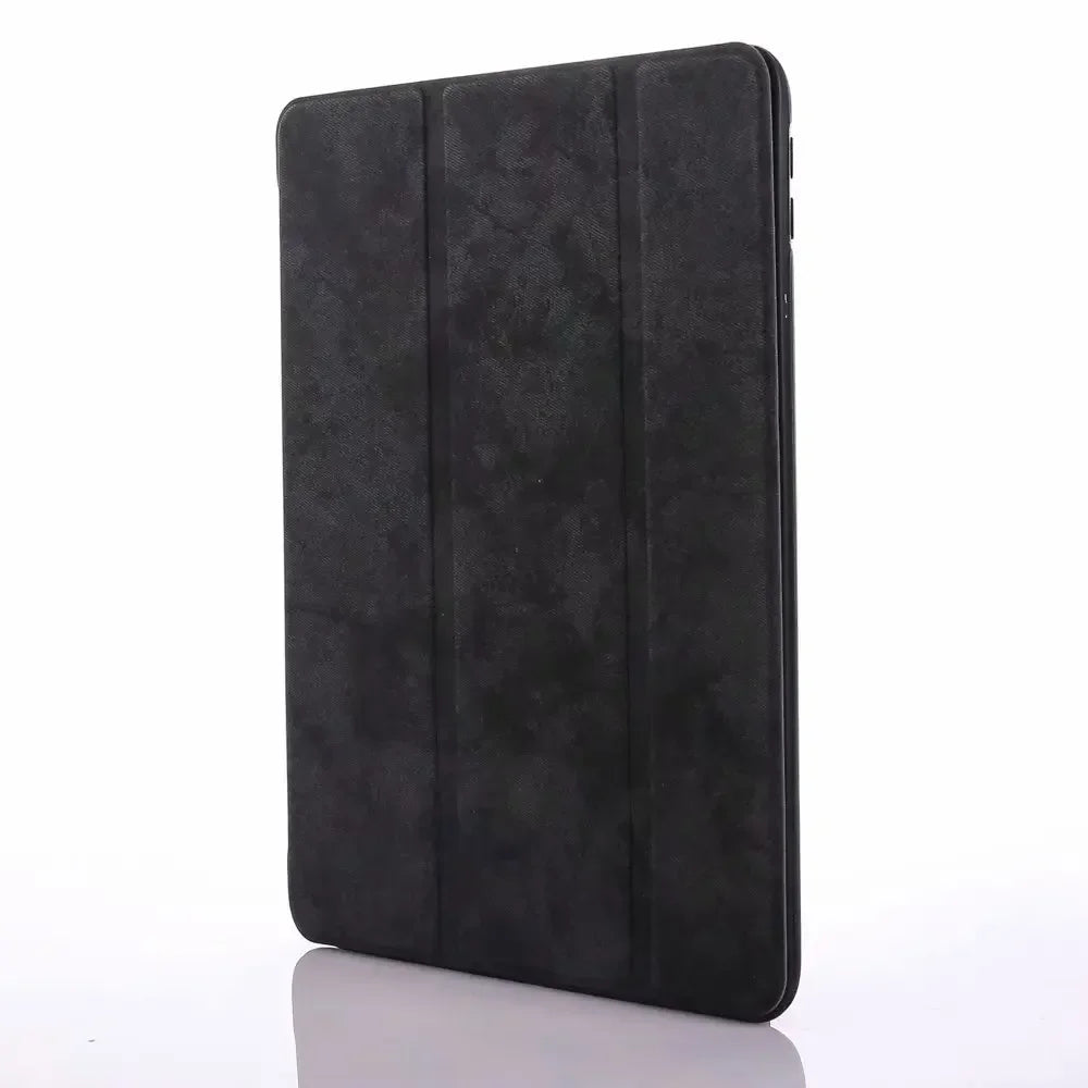 Black Retro Marble iPad Pro 12.9 case with a pencil holder