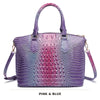 Vintage Croc-Embossed Structured Satchel Handbag