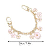 Cherry Blossom Bow Enamel Bag Chain with Heart Charms