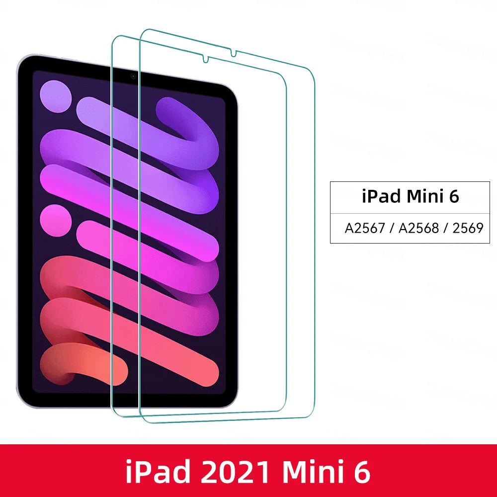 A transparent protective film is shown over an iPad Mini 6 device.