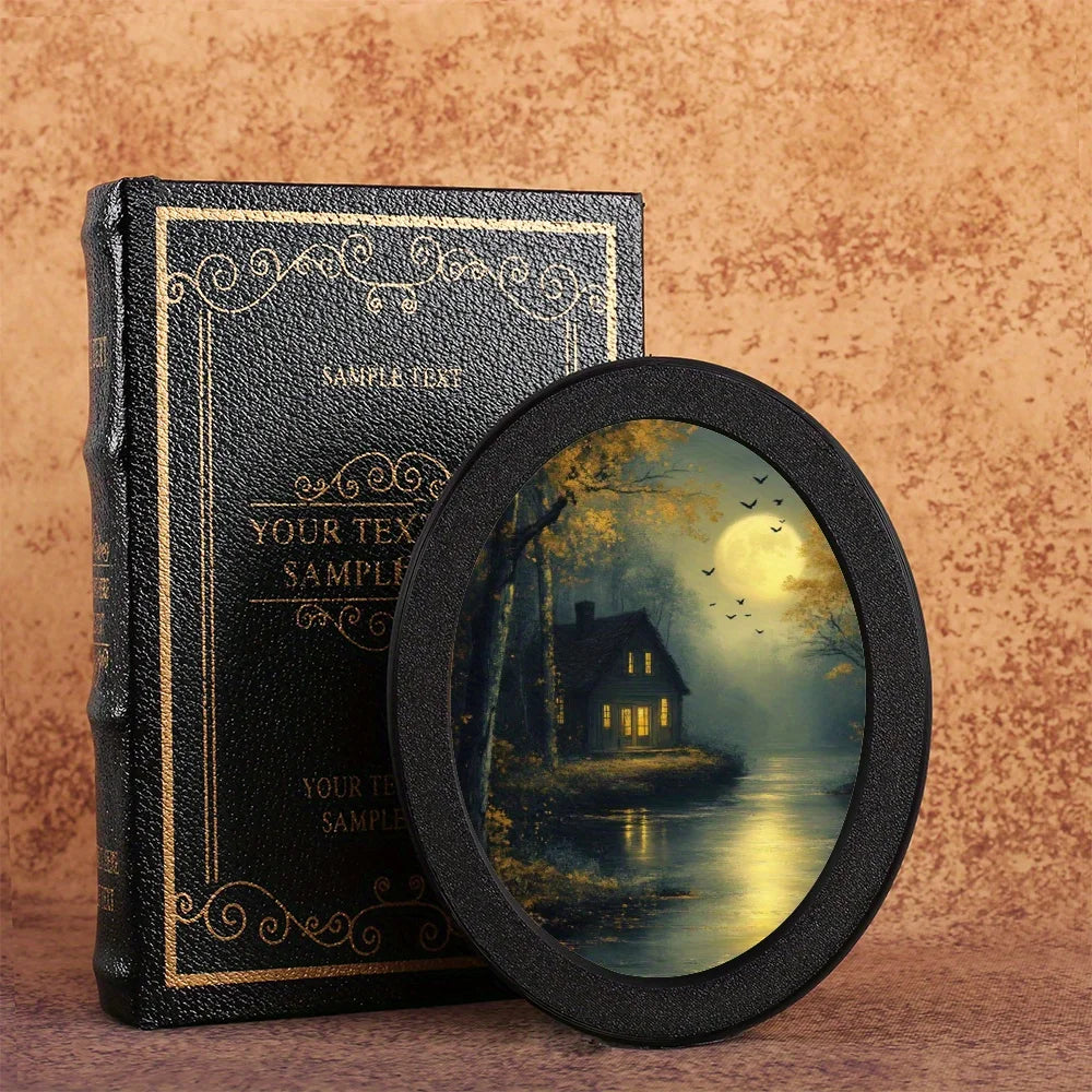 Moonlit Rain Cabin Oval Photo Frame