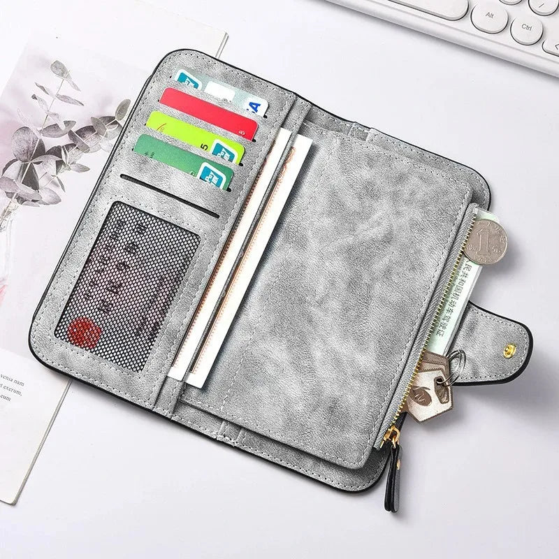Adorable Highland Cow Long Wallet with Zipper Closure