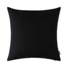 A square black linen-textured cushion cover or pillow.