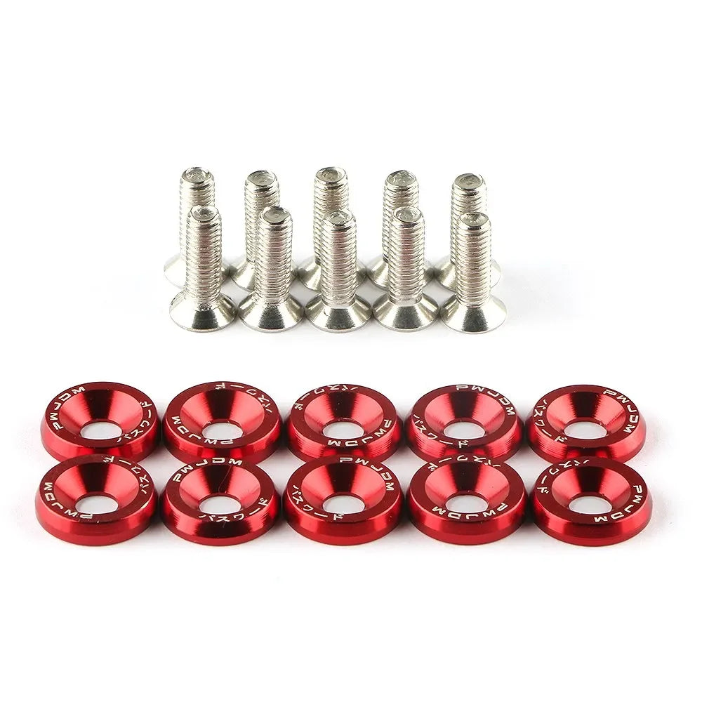 Aluminum Concave Fender Washer Screw Kit (10-Pack) for Automotive Use