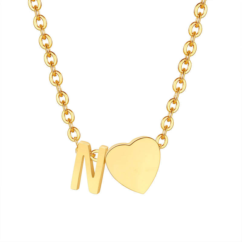 Dainty Heart Initial Necklace