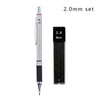 A set of 2.0mm professional metal mechanical pencils with grips and leads.