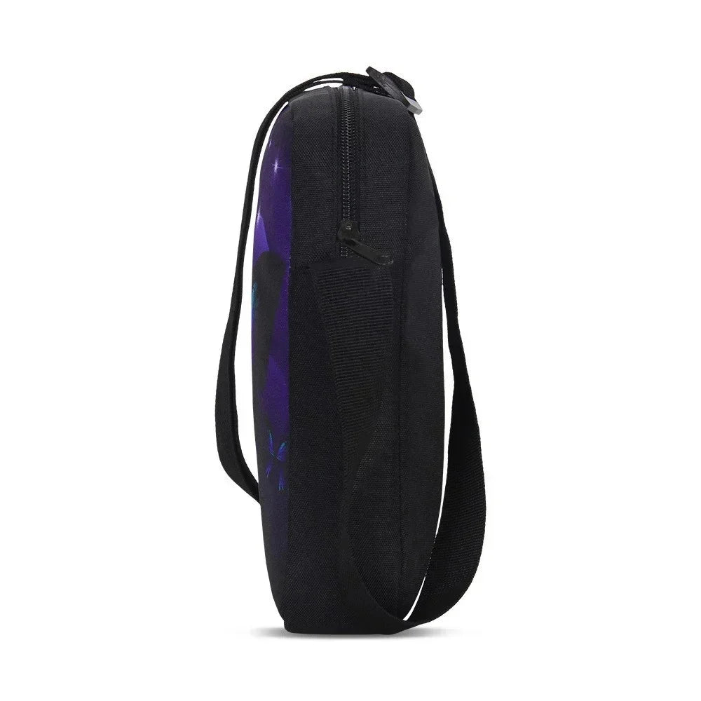 Black backpack set for kids including a crossbody bag and pencil case