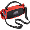 Red shockproof silicone protective case for a JBL Charge 6 speaker with a black strap.