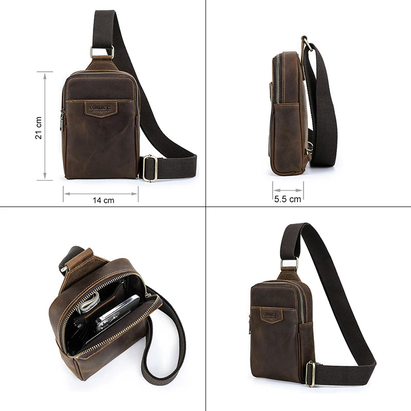 Genuine Leather Crossbody Sling Bag for Men