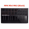 Black AKAI MPK Mini MK3 professional MIDI keyboard controller with keys, pads, and knobs