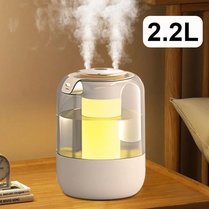 2.2L USB-Powered Ultrasonic Humidifier with LED Night Light