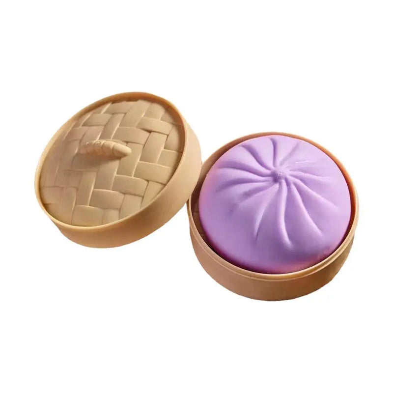 Dumpling Squishy Toy with Mini Steamer Basket