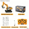 A yellow mini excavator remote control car with an instruction manual and color box.