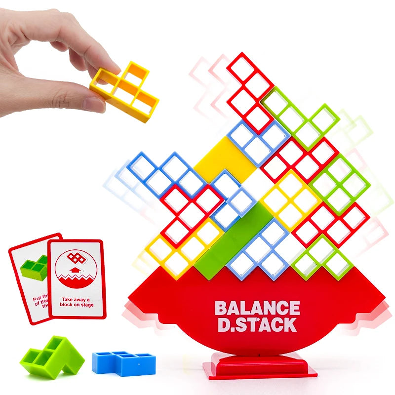 Balance Stacking Block Game with Cards & Challenges