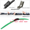 Green three layer rubber wiper blade for installation on a rocker arm interface