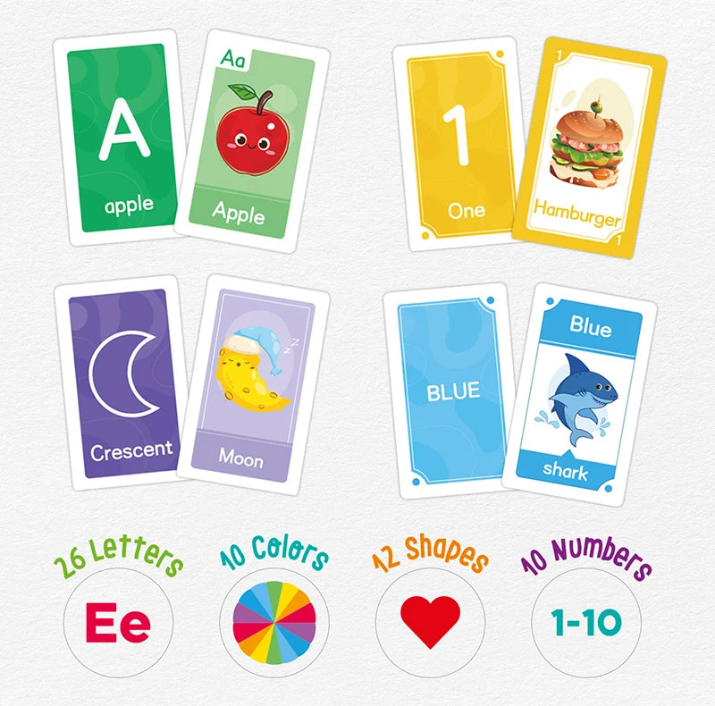 Montessori Learning Flash Cards Set - 58 Pieces for Early Education