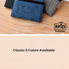 A collection of six blue and pink RFID passport holder wallets displayed on a light background.