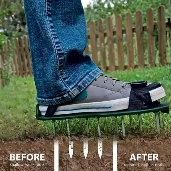 Chaussures d'Aération Manuelle pour Pelouse avec Clous en Métal