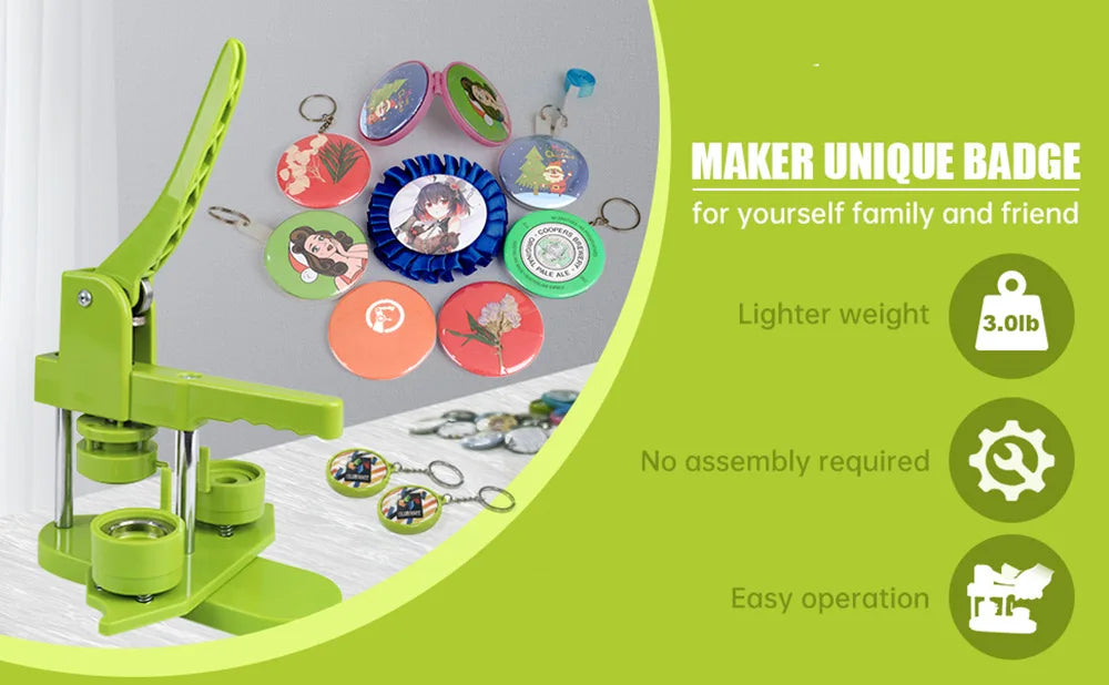 DIY Pin Button Maker Machine Kit with 100 Button Parts and Circle Cutter