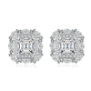 Square Moissanite Stud Earrings in Rhodium-Plated Silver
