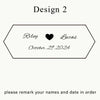 A design layout for a personalized item featuring the names Riley and Lucas and the date October 29, 2024.