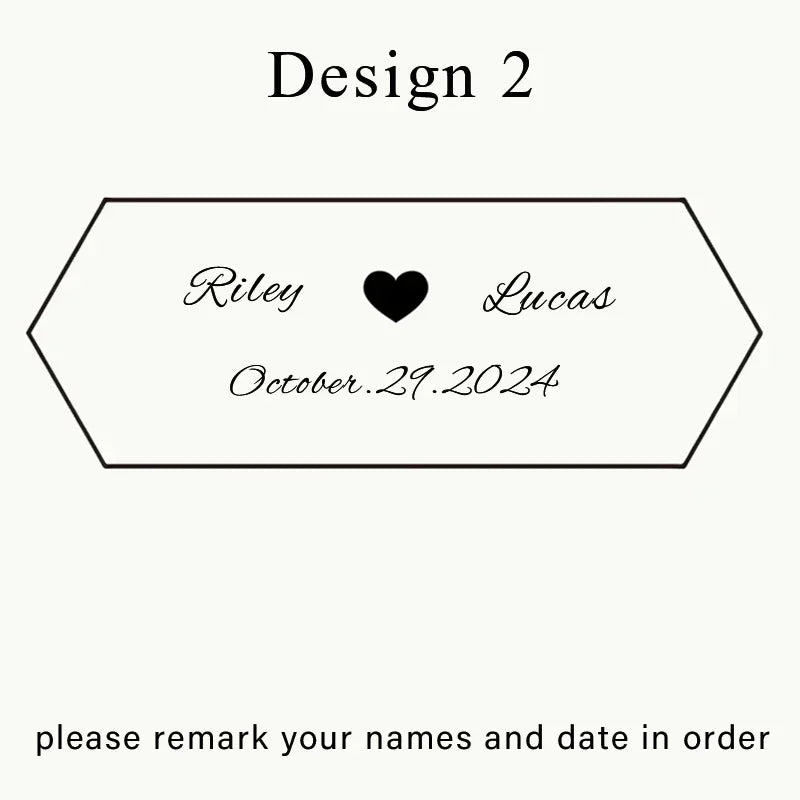 A design layout for a personalized item featuring the names Riley and Lucas and the date October 29, 2024.