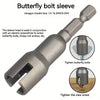 Heavy-Duty Butterfly Socket Wrench – 65mm Slotted Wing Nut Tool with Hex Handle