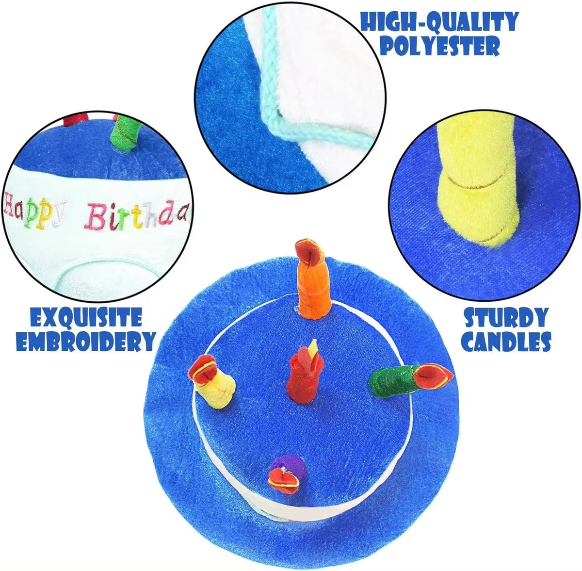 Novelty Birthday Cake Hat with Candle Accent