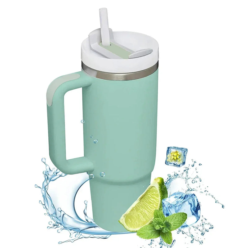 40oz Insulated Tumbler with Handle and Straw