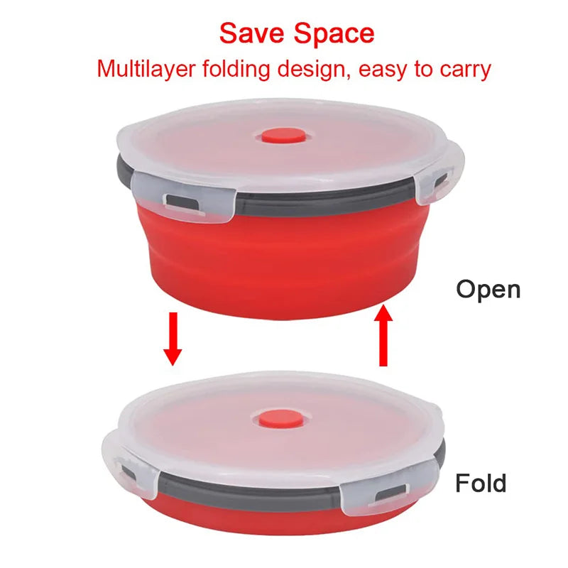 Collapsible Silicone Food Storage Containers with Lids