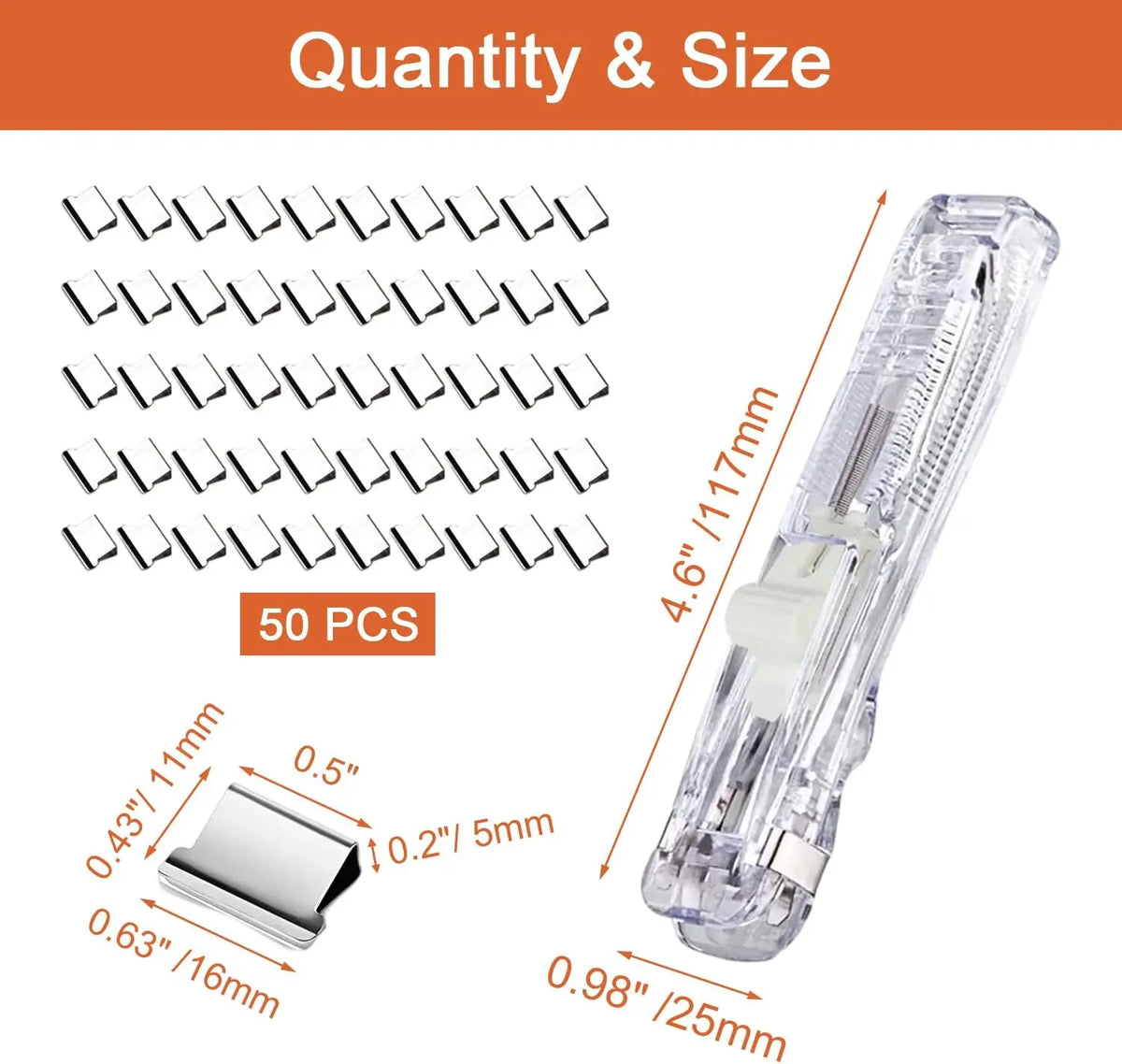 Compact Push Stapler with Reusable Clips