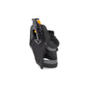 A black compact drill holster featuring a clip and bit pockets.