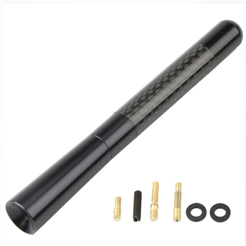Black carbon fiber short radio antenna with mounting hardware