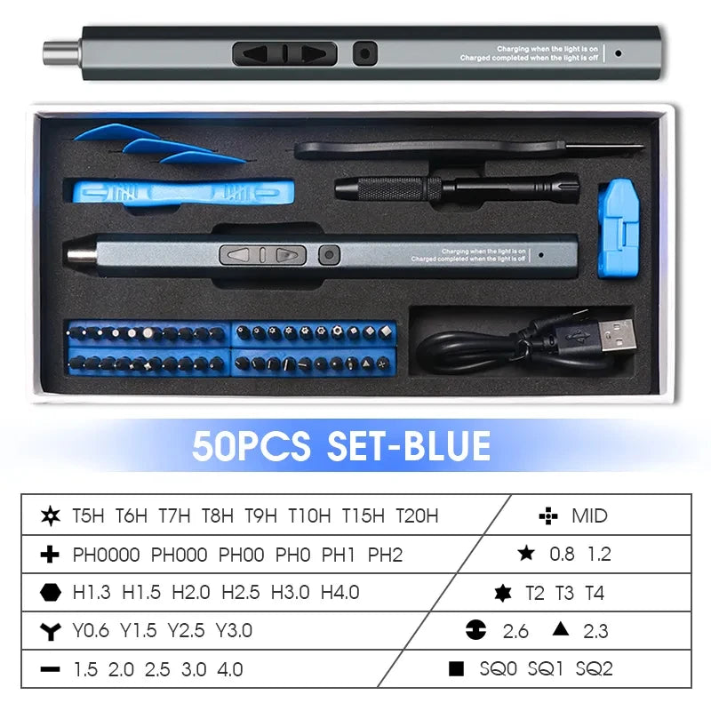 Cordless Electric Screwdriver with LED Light & Type-C Charging