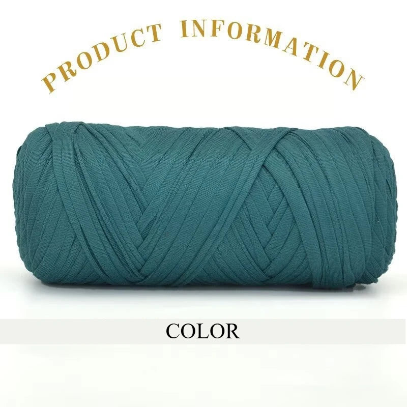 A skein of teal green thick polyester blend yarn coiled for knitting and crochet projects.