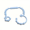 Light blue silicone anti-drop pacifier clip with a teether shaped like a ring.