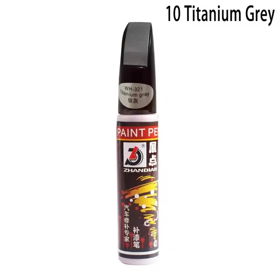 A black paint repair pen labeled Titanium Grey by Zhandian brand.