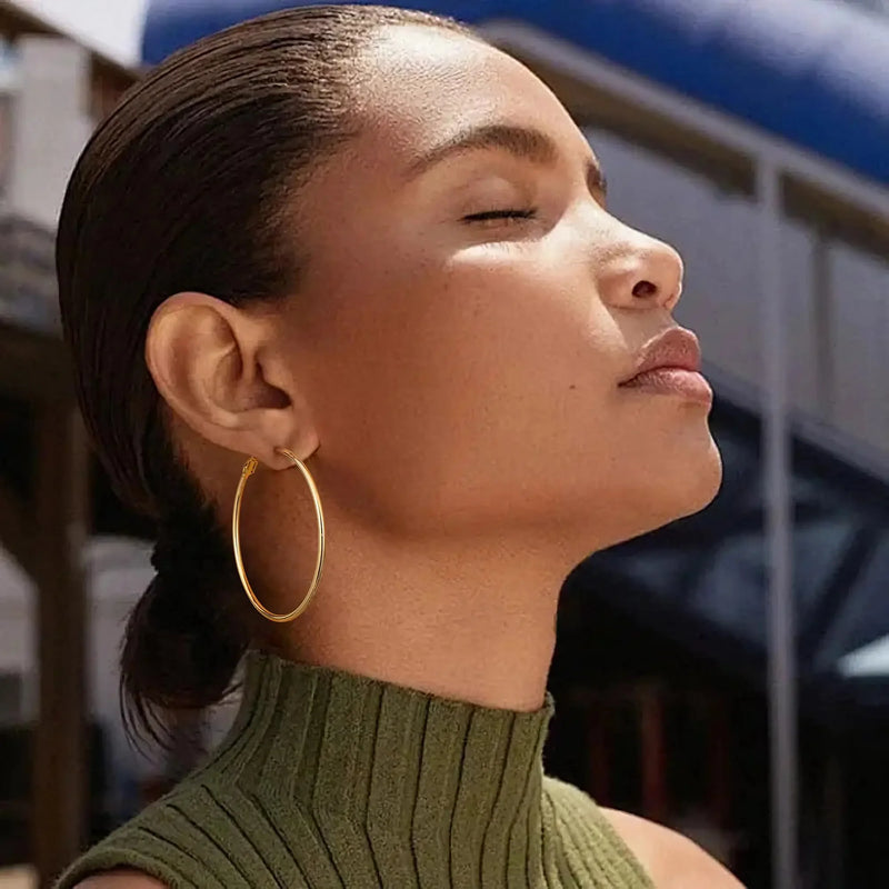 18K Gold Plated Stainless Steel Hoop Earrings