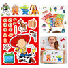 A set of reusable stickers featuring characters from Toy Story including Woody, Buzz Lightyear, and other friends.