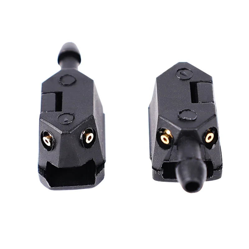A pair of black 4-way adjustable car windshield washer nozzles.