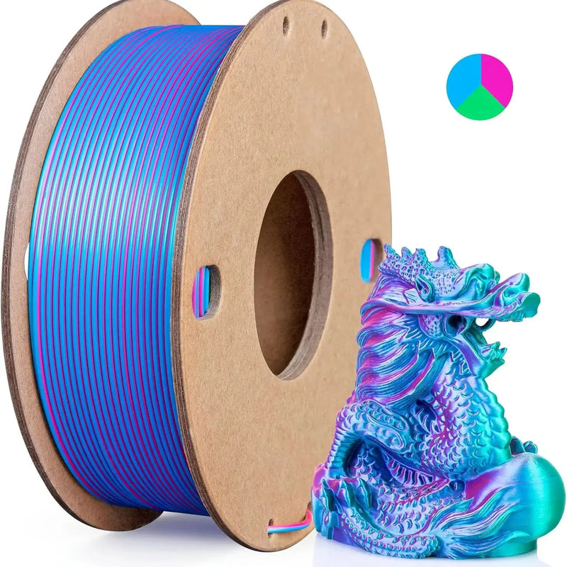 Dual & Tri-Color Silk PLA Filament for 3D Printing
