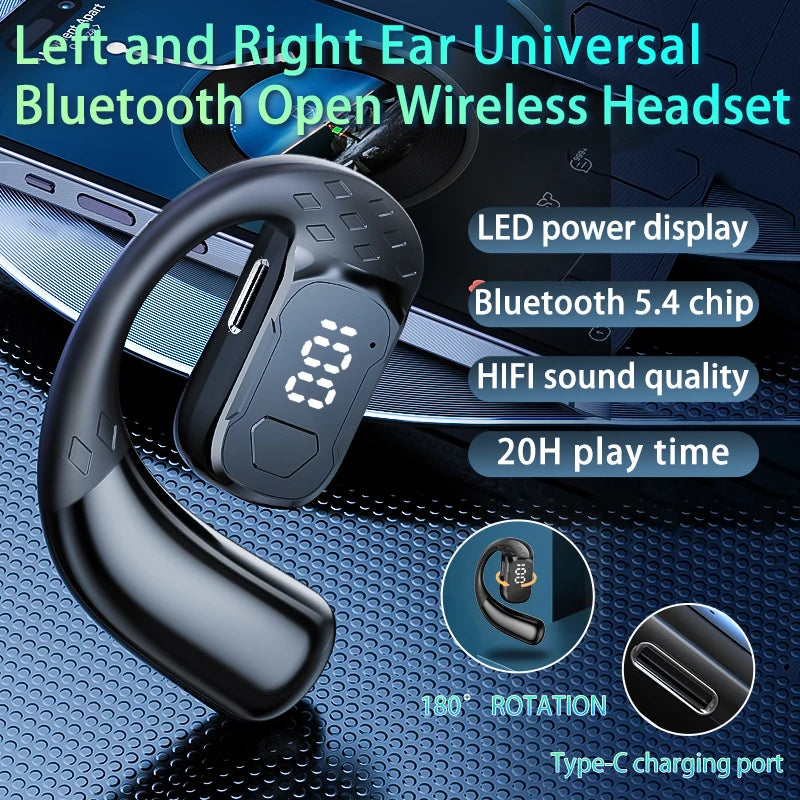 Open-Ear Bluetooth Headset with Rotating Ear Hook