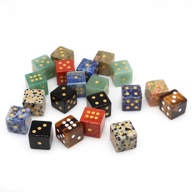 Würfel aus Naturstein D6 – Lapislazuli & Obsidian