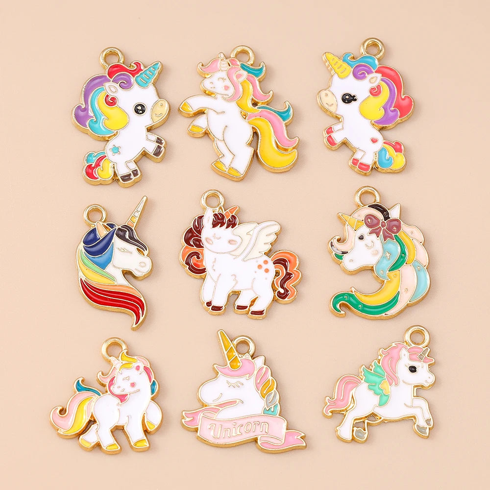 Enamel Rainbow Horse Charms for DIY Jewelry Making